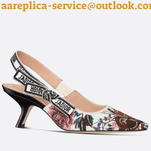 Replica Dior J’Adior Slingback Pumps 65mm In Jardin d’Hiver Embroidered Cotton 3