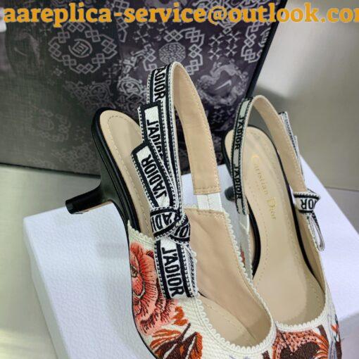 Replica Dior J’Adior Slingback Pumps 65mm In Jardin d’Hiver Embroidered Cotton 5