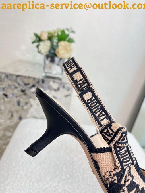 Replica Dior J’Adior Slingback Pumps 65mm In Nude Jardin Botanique Embroidery Cotton 4