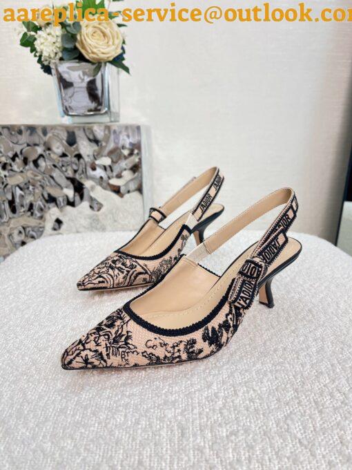 Replica Dior J’Adior Slingback Pumps 65mm In Nude Jardin Botanique Embroidery Cotton 5