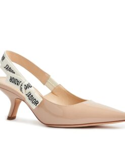 Replica Dior J’Adior Slingback Pumps 65mm In Nude Patent Calfskin