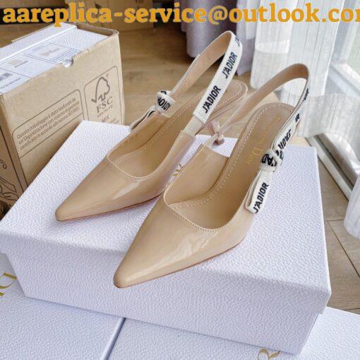 Replica Dior J’Adior Slingback Pumps 65mm In Nude Patent Calfskin 3