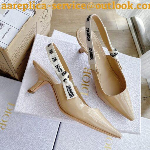 Replica Dior J’Adior Slingback Pumps 65mm In Nude Patent Calfskin 5