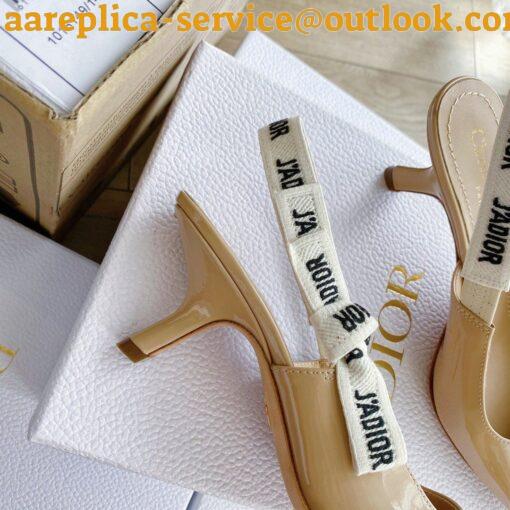 Replica Dior J’Adior Slingback Pumps 65mm In Nude Patent Calfskin 7