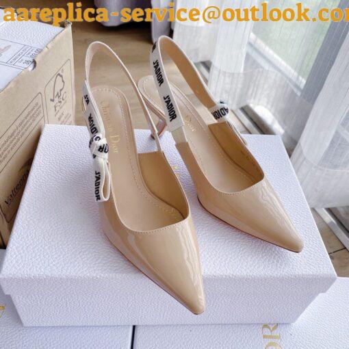 Replica Dior J’Adior Slingback Pumps 65mm In Nude Patent Calfskin 9