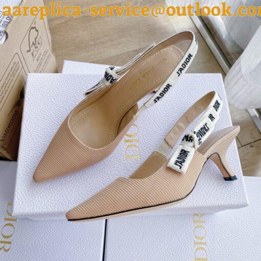 Replica Dior J’Adior Slingback Pumps 65mm In Nude Technical Fabric 4