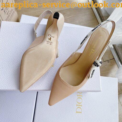 Replica Dior J’Adior Slingback Pumps 65mm In Nude Technical Fabric 6