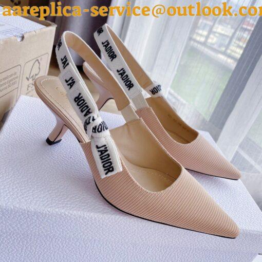 Replica Dior J’Adior Slingback Pumps 65mm In Nude Technical Fabric 7