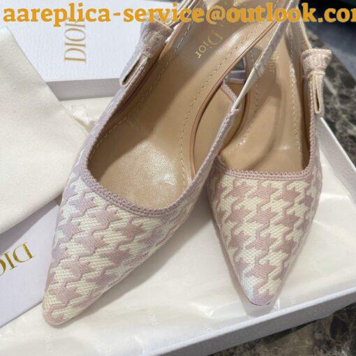 Replica Dior J’Adior Slingback Pumps 65mm In Pink Houndstooth Embroidery 5