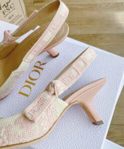 Replica Dior J’Adior Slingback Pumps 65mm In Pink Toile de Jouy Cotton