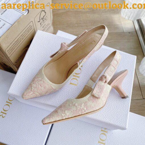 Replica Dior J’Adior Slingback Pumps 65mm In Pink Toile de Jouy Cotton 3