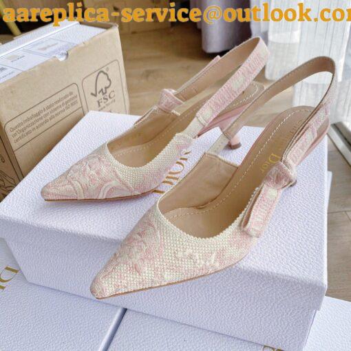 Replica Dior J’Adior Slingback Pumps 65mm In Pink Toile de Jouy Cotton 9