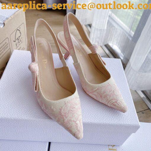 Replica Dior J’Adior Slingback Pumps 65mm In Pink Toile de Jouy Cotton 10