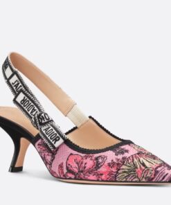 Replica Dior J’Adior Slingback Pumps 65mm In Pink Toile de Jouy Voyage Motif 2