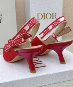 Replica Dior J’Adior Slingback Pumps 65mm In Green Cotton Embroidery 2