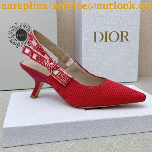 Replica Dior J’Adior Slingback Pumps 65mm In Green Cotton Embroidery 3