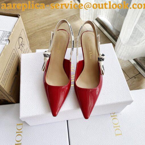 Replica Dior J’Adior Slingback Pumps 65mm In White Patent Calfskin 12