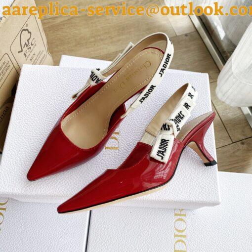 Replica Dior J’Adior Slingback Pumps 65mm In White Patent Calfskin 14