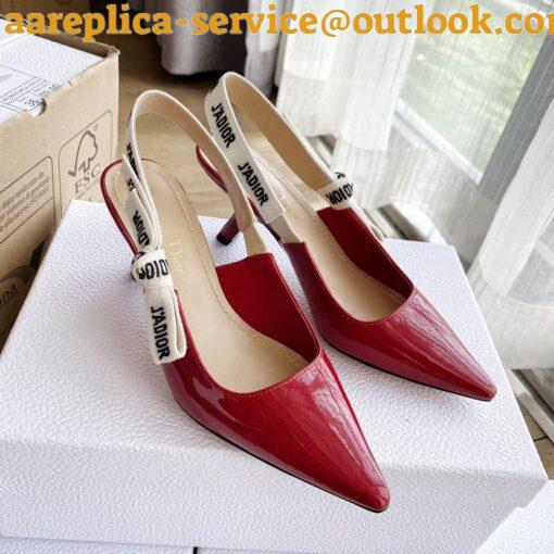 Replica Dior J’Adior Slingback Pumps 65mm In White Patent Calfskin 15