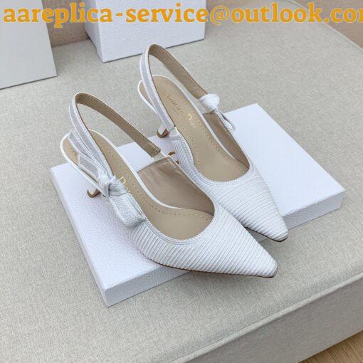 Replica Dior J’Adior Slingback Pumps 65mm In White Cotton Embroidery 3