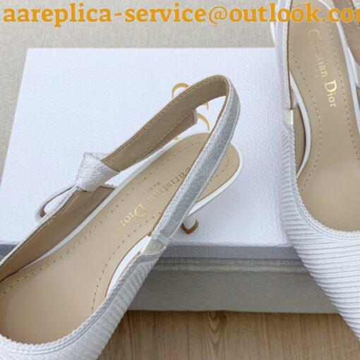 Replica Dior J’Adior Slingback Pumps 65mm In White Cotton Embroidery 4