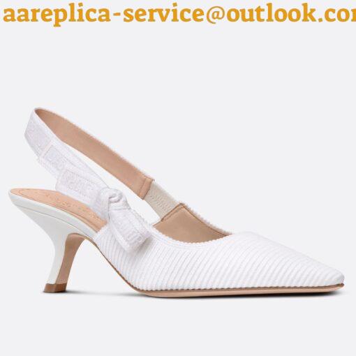 Replica Dior J’Adior Slingback Pumps 65mm In White Cotton Embroidery 5