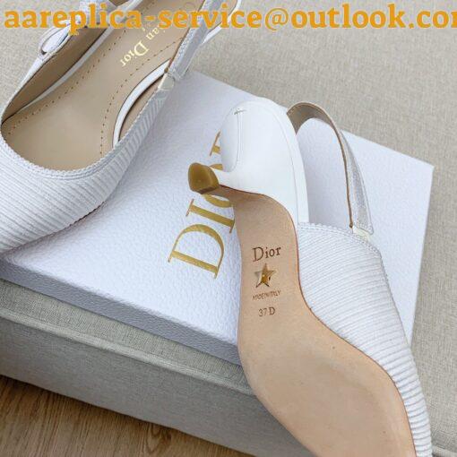 Replica Dior J’Adior Slingback Pumps 65mm In White Cotton Embroidery 6