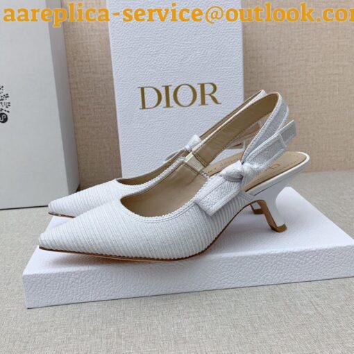 Replica Dior J’Adior Slingback Pumps 65mm In White Cotton Embroidery 8