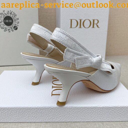 Replica Dior J’Adior Slingback Pumps 65mm In White Cotton Embroidery 9