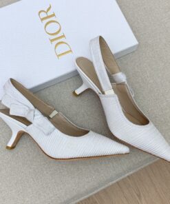 Replica Dior J’Adior Slingback Pumps 65mm In White Cotton Embroidery