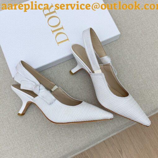 Replica Dior J’Adior Slingback Pumps 65mm In White Cotton Embroidery