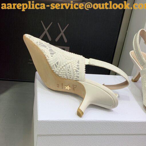 Replica Dior J’Adior Slingback Pumps 65mm In White Macrame Embroidered Cotton 7