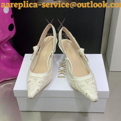 Replica Dior J’Adior Slingback Pumps 65mm In White Macrame Embroidered Cotton 8