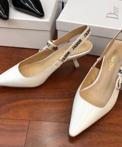 Replica Dior J’Adior Slingback Pumps 65mm In White Patent Calfskin