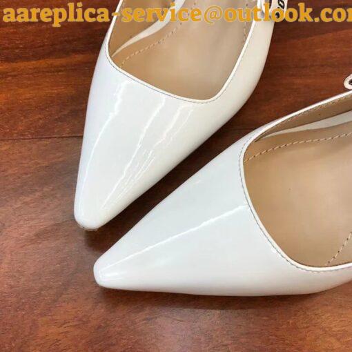 Replica Dior J’Adior Slingback Pumps 65mm In White Patent Calfskin 21