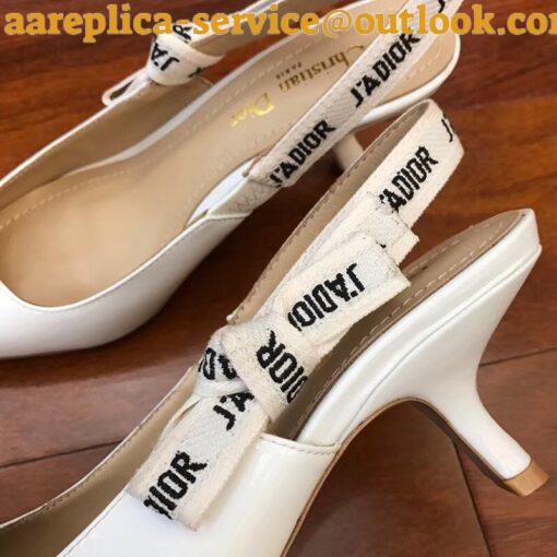 Replica Dior J’Adior Slingback Pumps 65mm In White Patent Calfskin 22