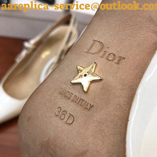 Replica Dior J’Adior Slingback Pumps 65mm In White Patent Calfskin 26