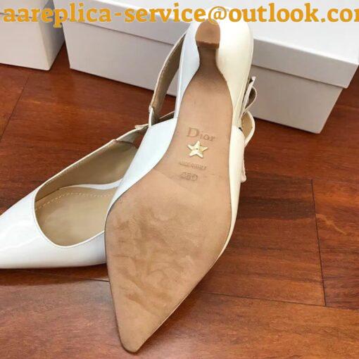 Replica Dior J’Adior Slingback Pumps 65mm In White Patent Calfskin 27