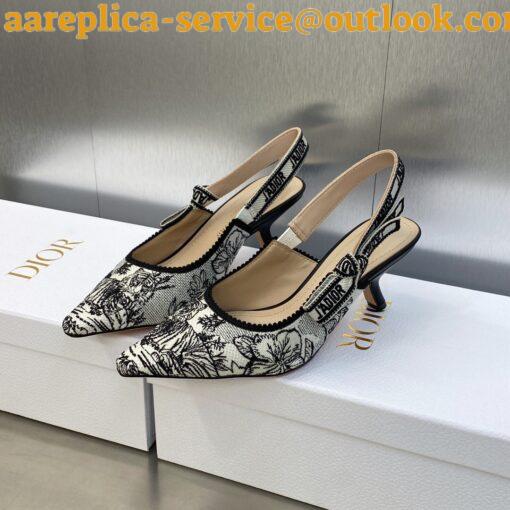 Replica Dior J’Adior Slingback Pumps 65mm In White Toile de Jouy Voyage Motif 12