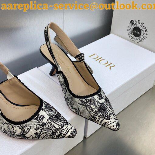 Replica Dior J’Adior Slingback Pumps 65mm In White Toile de Jouy Voyage Motif 13