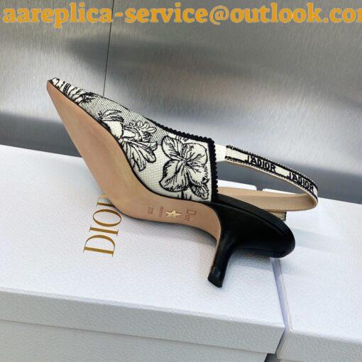 Replica Dior J’Adior Slingback Pumps 65mm In White Toile de Jouy Voyage Motif 16