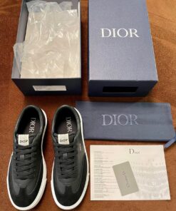 Replica Dior Men’s B101 Sneakers In Black Calfskin