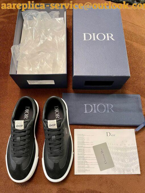 Replica Dior Men’s B101 Sneakers In Black Calfskin