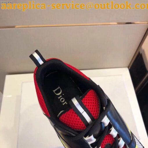 Replica Dior Men’s B22 Sneakers In Black Leather and White Mesh 5