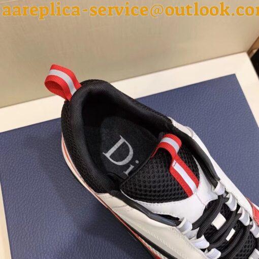 Replica Dior Men’s B22 Sneakers In Red Leather and White Mesh 8