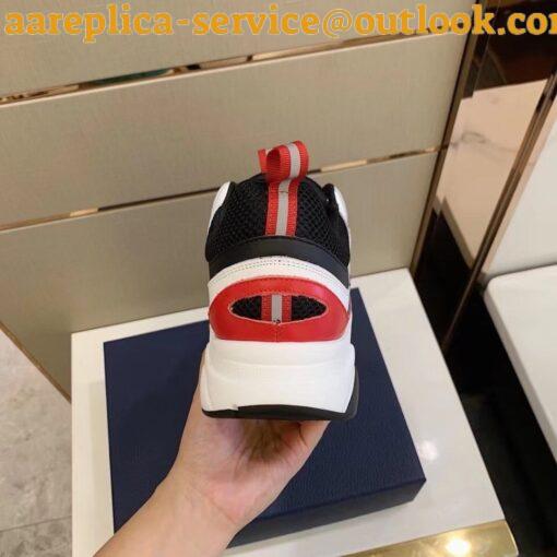 Replica Dior Men’s B22 Sneakers In Red Leather and White Mesh 9