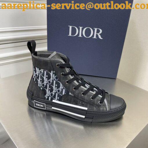 Replica Dior Men’s B23 High-top Sneakers In White and Black Oblique Canvas 2