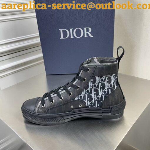 Replica Dior Men’s B23 High-top Sneakers In White and Black Oblique Canvas 4