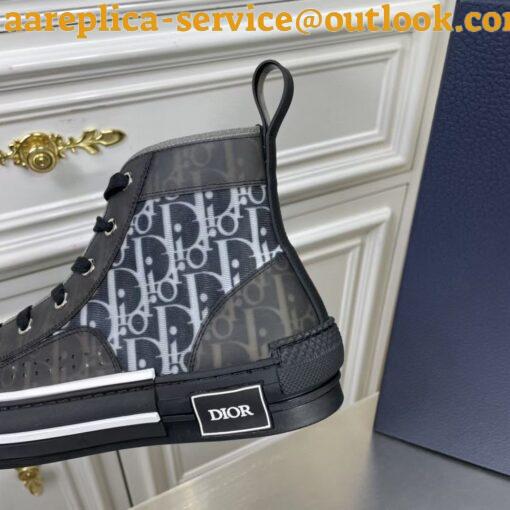 Replica Dior Men’s B23 High-top Sneakers In White and Black Oblique Canvas 6