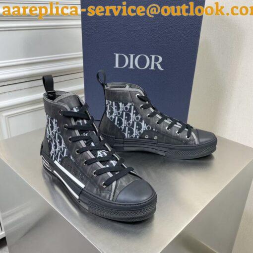 Replica Dior Men’s B23 High-top Sneakers In White and Black Oblique Canvas 9